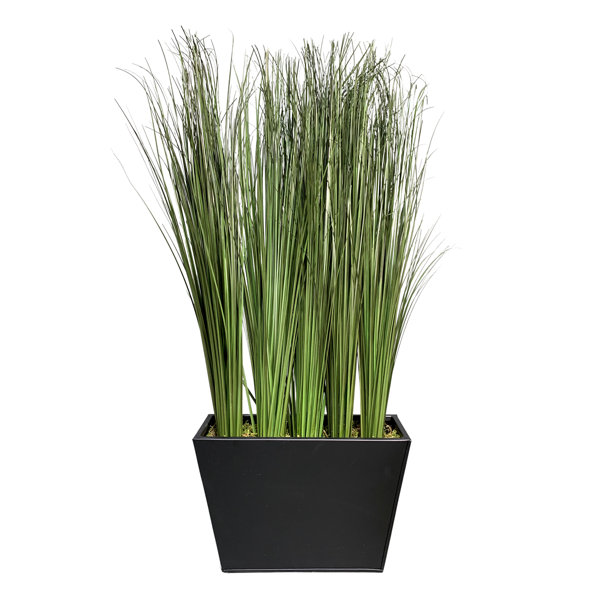 Primrue 25'' Faux Grass in Metal Decorative Vase Wayfair